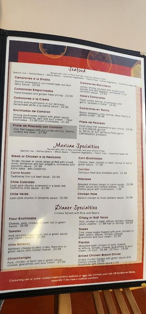 Josie's Mexican American Grill Menu image 2